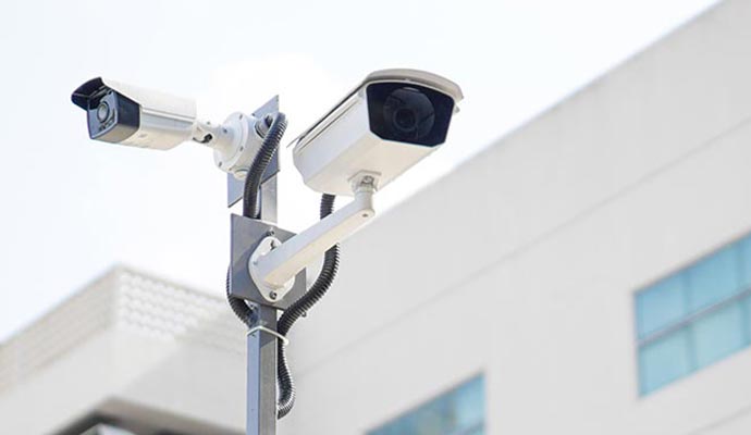 A security camera designed for municipal surveillance and monitoring