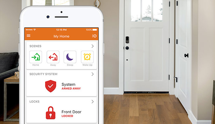 Home security app showing data of smart lock on door