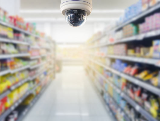 Security camera installed in a store