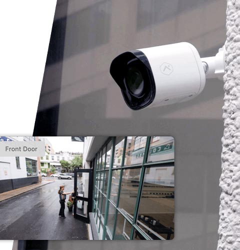 Surveillance camera installed in the business area