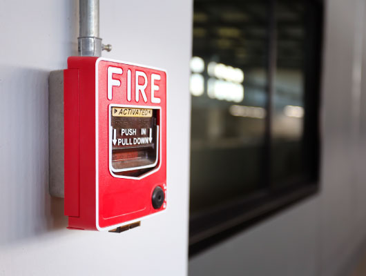 fire alarm installed in a commercial building