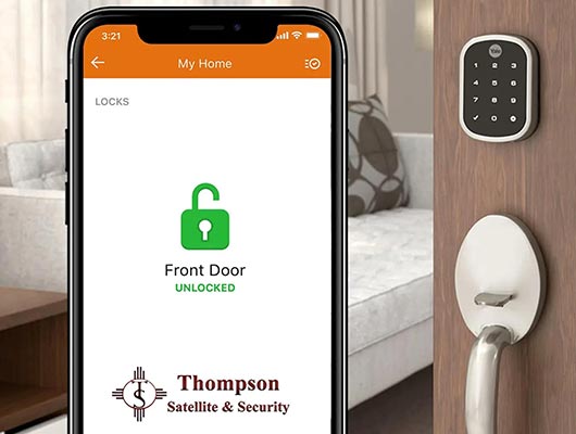 Front door smart lock connected to a phone