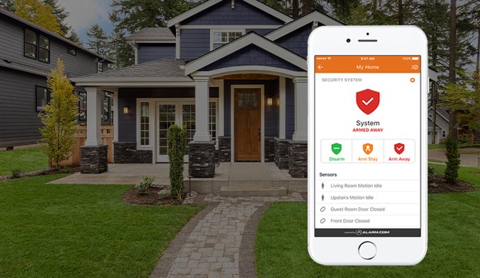 interactive home security connected to phone