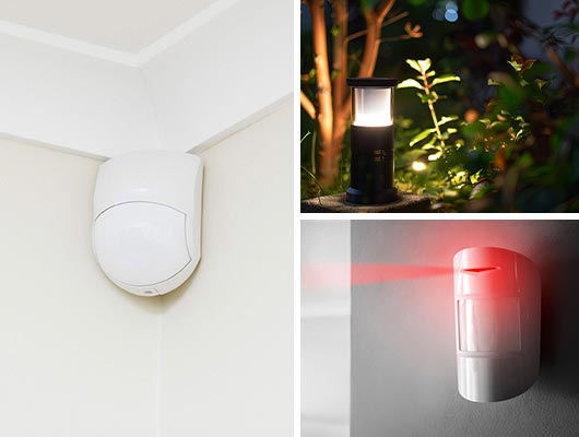 Collage of installed different types occupancy and vacancy sensor