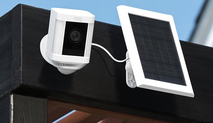 Ring Solar Panel connected to a security camera